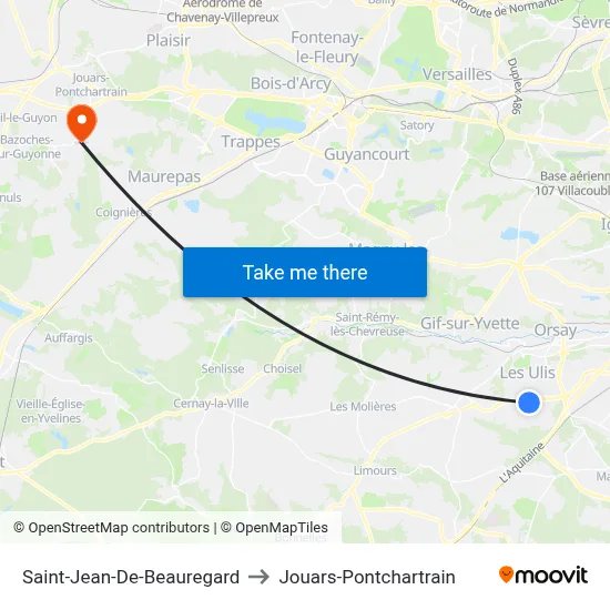 Saint-Jean-De-Beauregard to Jouars-Pontchartrain map