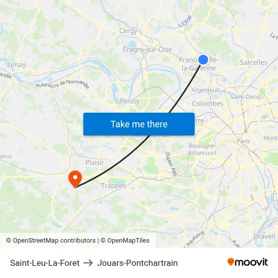 Saint-Leu-La-Foret to Jouars-Pontchartrain map