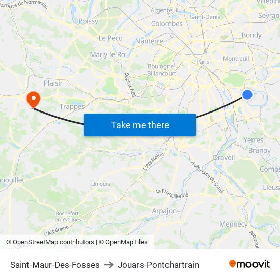 Saint-Maur-Des-Fosses to Jouars-Pontchartrain map