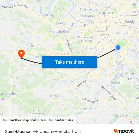 Saint-Maurice to Jouars-Pontchartrain map