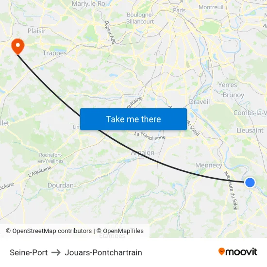 Seine-Port to Jouars-Pontchartrain map