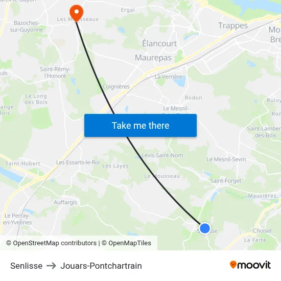 Senlisse to Jouars-Pontchartrain map