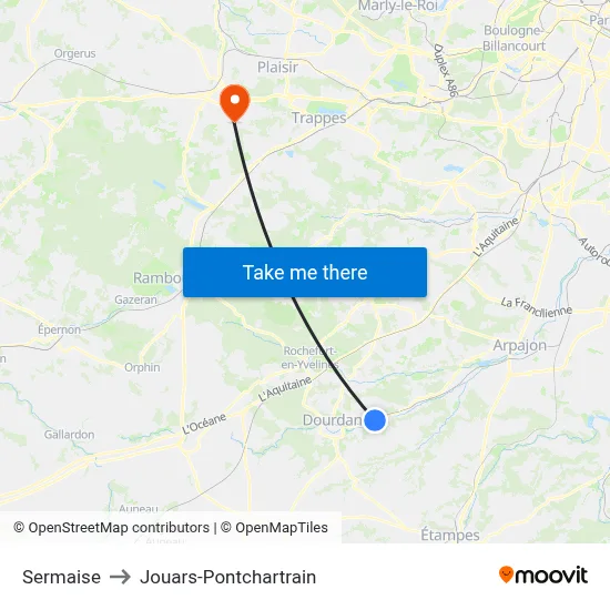 Sermaise to Jouars-Pontchartrain map