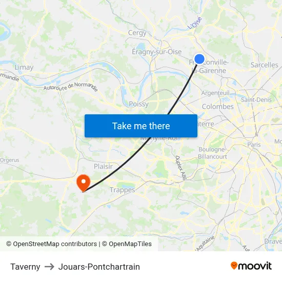Taverny to Jouars-Pontchartrain map