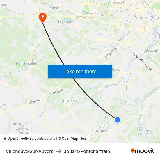 Villeneuve-Sur-Auvers to Jouars-Pontchartrain map