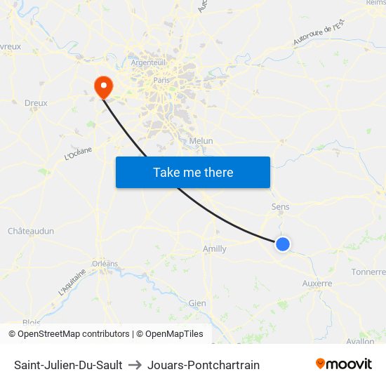 Saint-Julien-Du-Sault to Jouars-Pontchartrain map