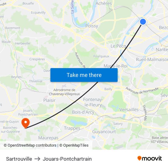 Sartrouville to Jouars-Pontchartrain map