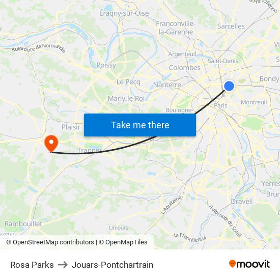 Rosa Parks to Jouars-Pontchartrain map