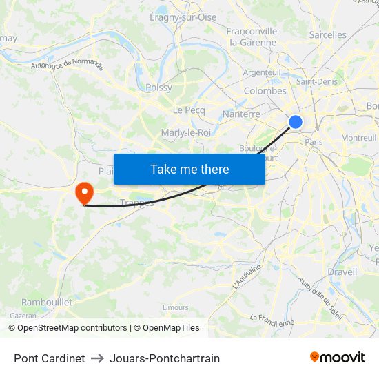 Pont Cardinet to Jouars-Pontchartrain map