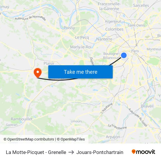 La Motte-Picquet - Grenelle to Jouars-Pontchartrain map
