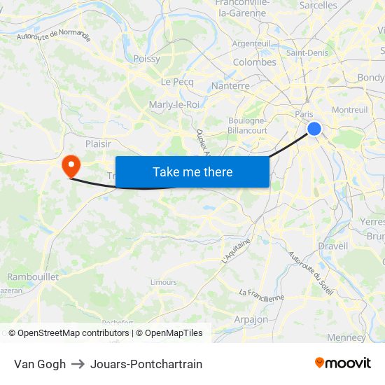 Van Gogh to Jouars-Pontchartrain map