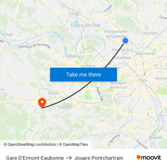 Gare D'Ermont-Eaubonne to Jouars-Pontchartrain map