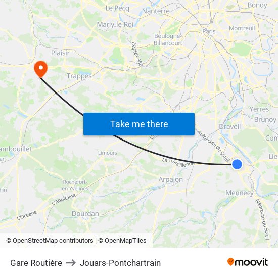 Gare Routière to Jouars-Pontchartrain map