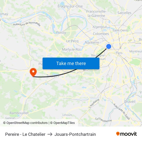 Pereire - Le Chatelier to Jouars-Pontchartrain map