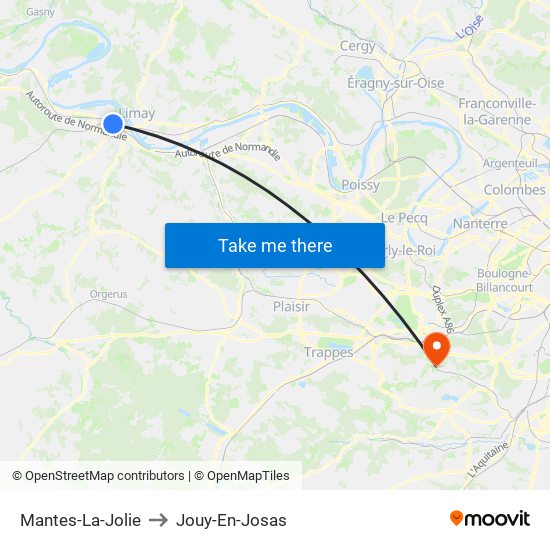 Mantes-La-Jolie to Jouy-En-Josas map