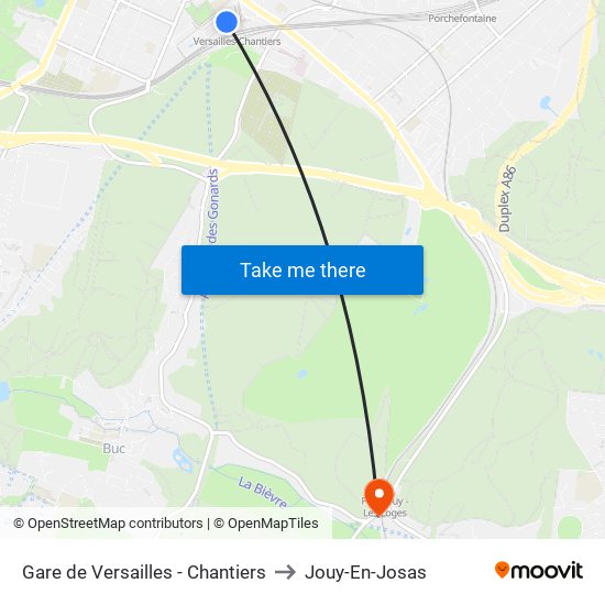 Gare de Versailles - Chantiers to Jouy-En-Josas map