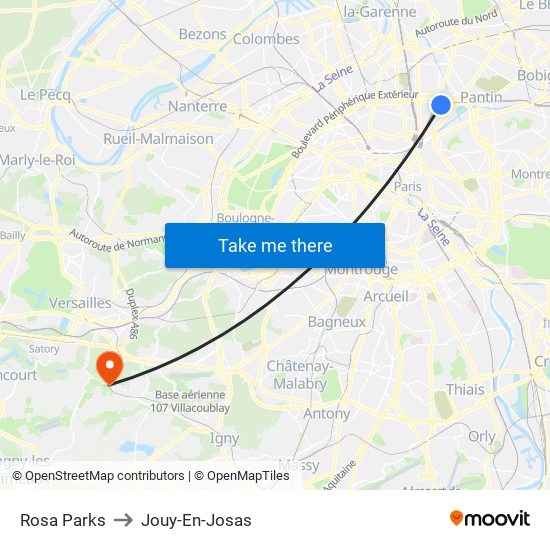 Rosa Parks to Jouy-En-Josas map