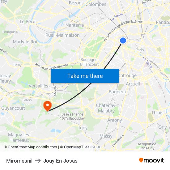 Miromesnil to Jouy-En-Josas map