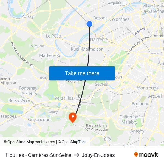 Houilles - Carrières-Sur-Seine to Jouy-En-Josas map