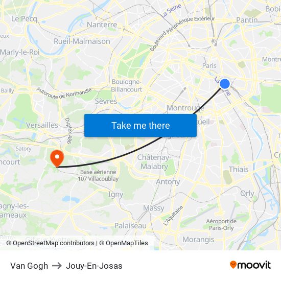 Van Gogh to Jouy-En-Josas map