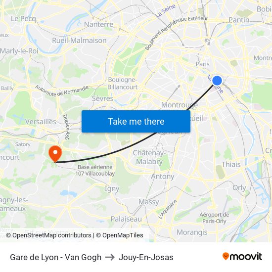 Gare de Lyon - Van Gogh to Jouy-En-Josas map