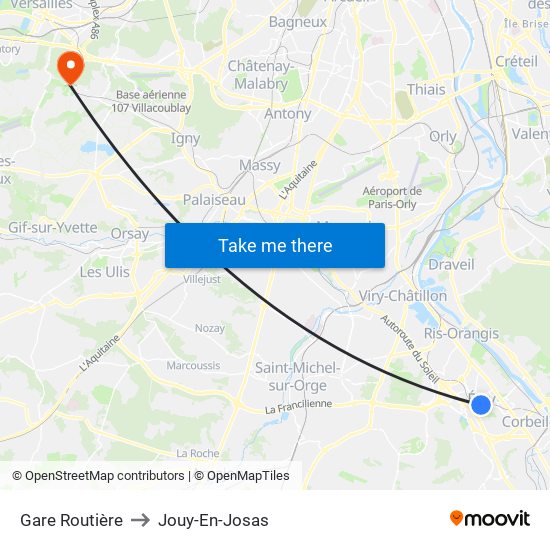 Gare Routière to Jouy-En-Josas map