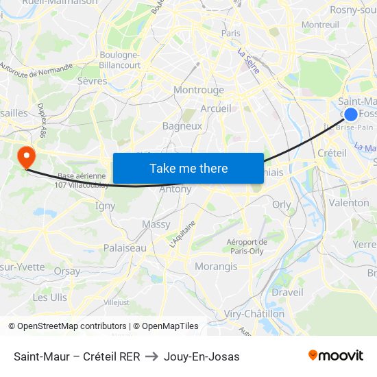 Saint-Maur – Créteil RER to Jouy-En-Josas map