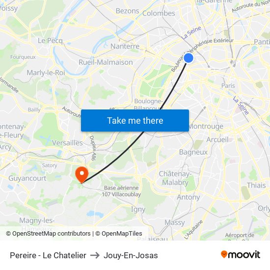 Pereire - Le Chatelier to Jouy-En-Josas map