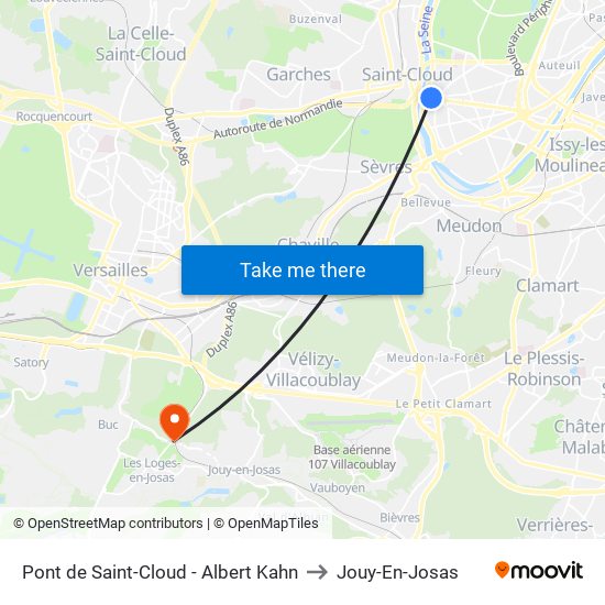 Pont de Saint-Cloud - Albert Kahn to Jouy-En-Josas map