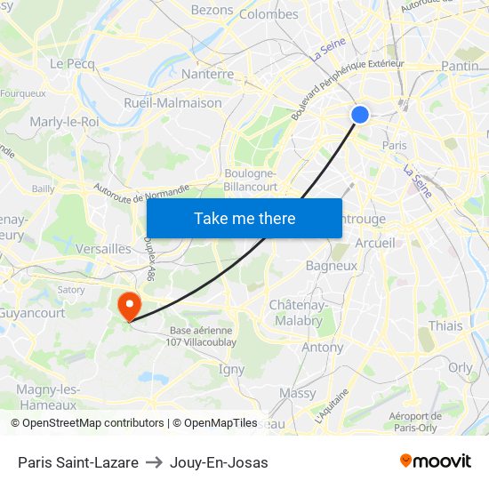 Paris Saint-Lazare to Jouy-En-Josas map
