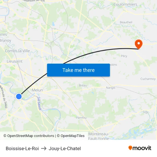Boissise-Le-Roi to Jouy-Le-Chatel map