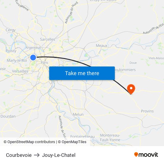 Courbevoie to Jouy-Le-Chatel map