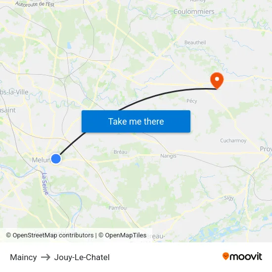 Maincy to Jouy-Le-Chatel map