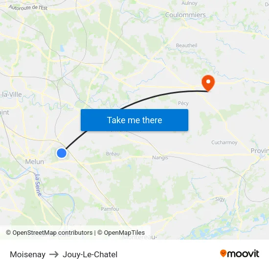 Moisenay to Jouy-Le-Chatel map