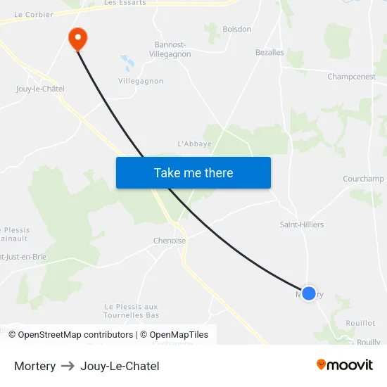 Mortery to Jouy-Le-Chatel map