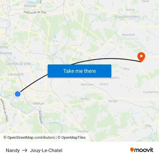 Nandy to Jouy-Le-Chatel map