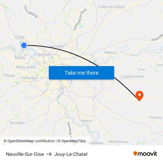 Neuville-Sur-Oise to Jouy-Le-Chatel map