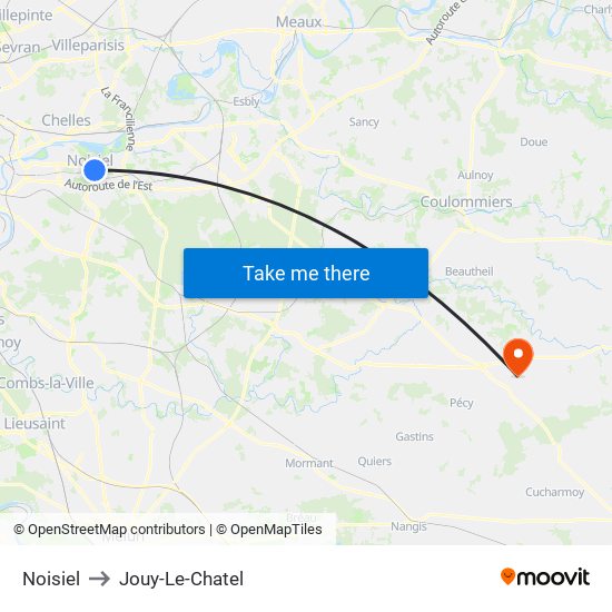 Noisiel to Jouy-Le-Chatel map