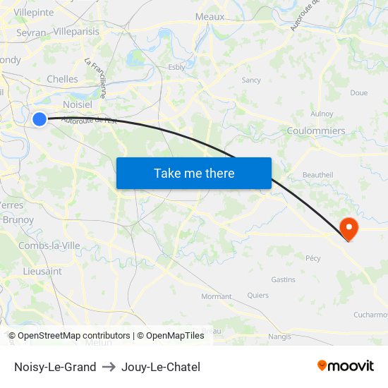 Noisy-Le-Grand to Jouy-Le-Chatel map