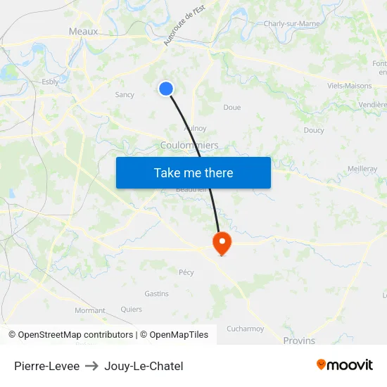 Pierre-Levee to Jouy-Le-Chatel map