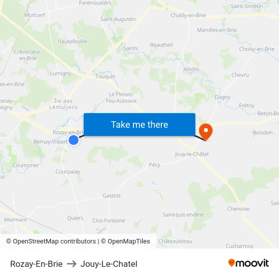 Rozay-En-Brie to Jouy-Le-Chatel map