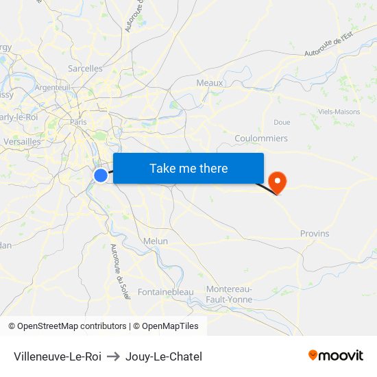 Villeneuve-Le-Roi to Jouy-Le-Chatel map