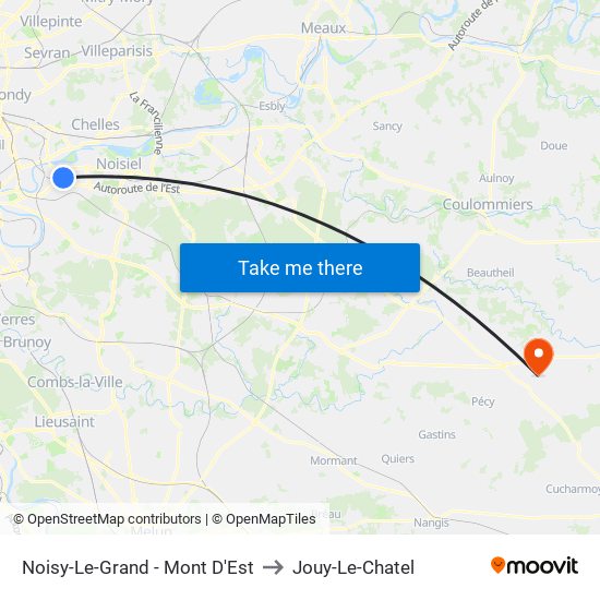 Noisy-Le-Grand - Mont D'Est to Jouy-Le-Chatel map