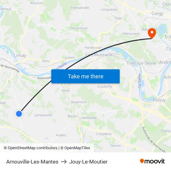 Arnouville-Les-Mantes to Jouy-Le-Moutier map