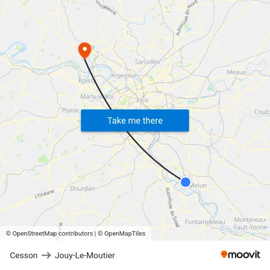 Cesson to Jouy-Le-Moutier map