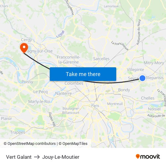 Vert Galant to Jouy-Le-Moutier map