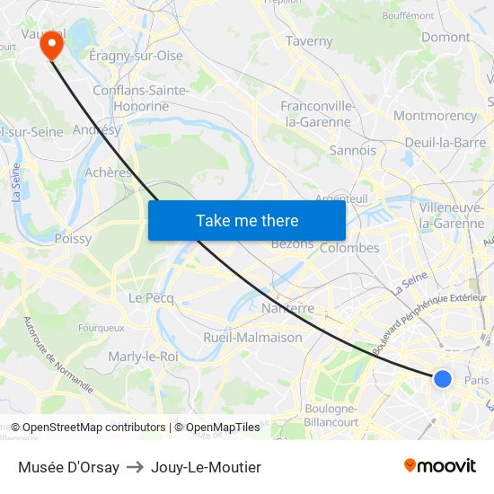 Musée D'Orsay to Jouy-Le-Moutier map