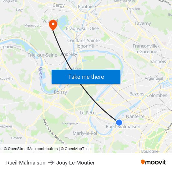 Rueil-Malmaison to Jouy-Le-Moutier map