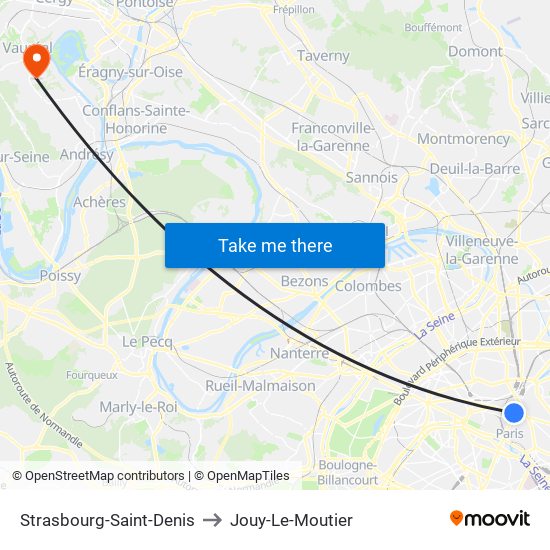 Strasbourg-Saint-Denis to Jouy-Le-Moutier map