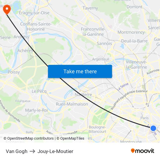 Van Gogh to Jouy-Le-Moutier map